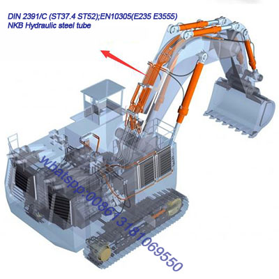 Application of hydraulic steel pipe in excavator arm pipeline and chassis pipeline